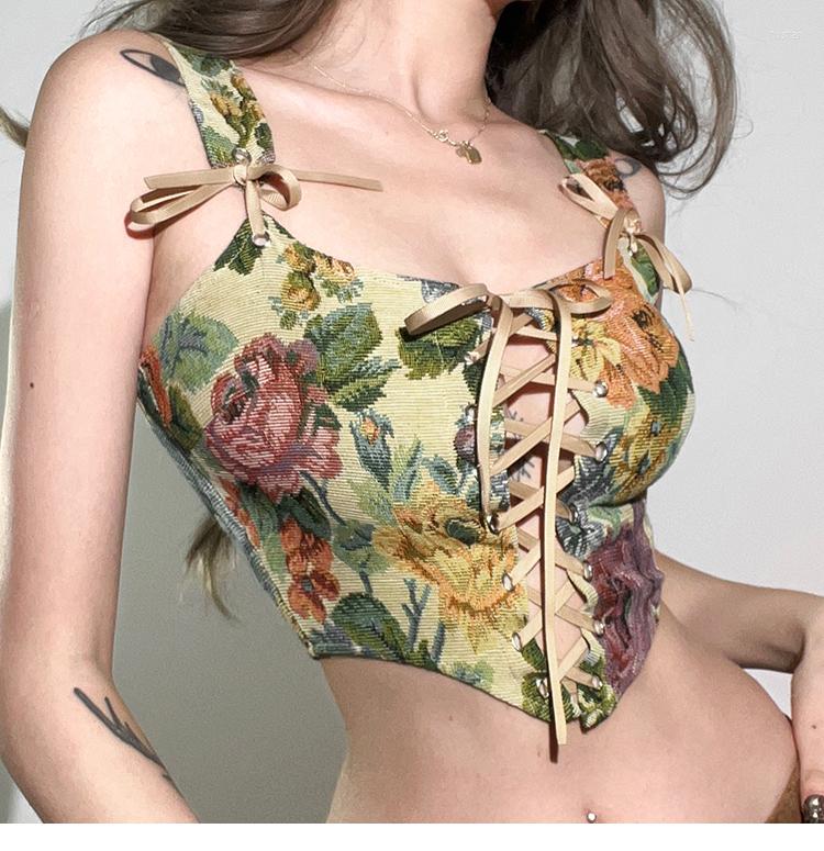 Women' Tanks European And American Style Oil Printing Lace Up Waist Suspender Tank Top For Women With Irregular Slimming Slim Fit Without, Green
Women' Tanks European And American Style Oil Printing Lace Up Waist Suspender Tank Top For Women With Irregular Slimming Slim Fit Without, Green