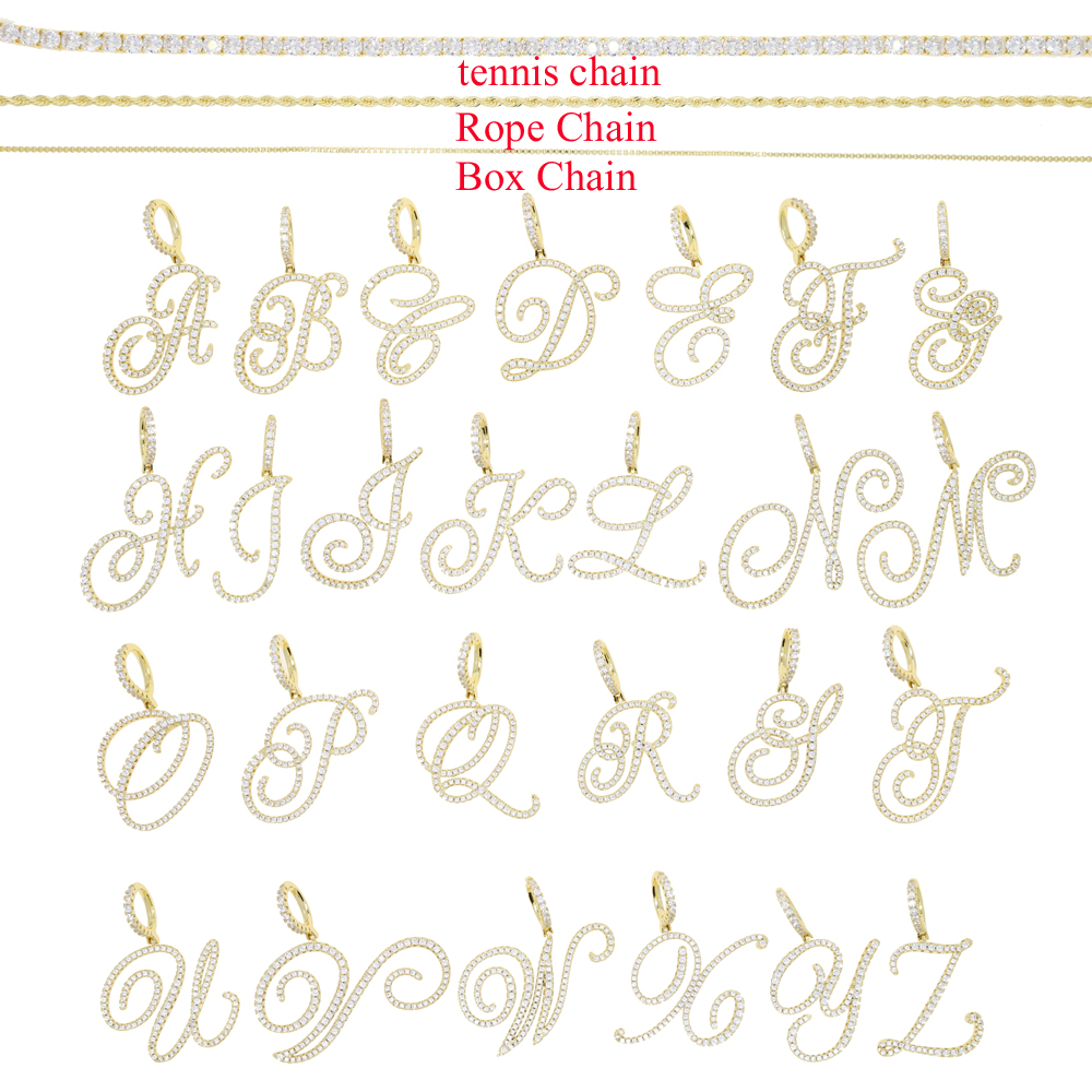 26 copperplate Alphabet pendant necklace cz paved charms customize name land initials letter jewelry