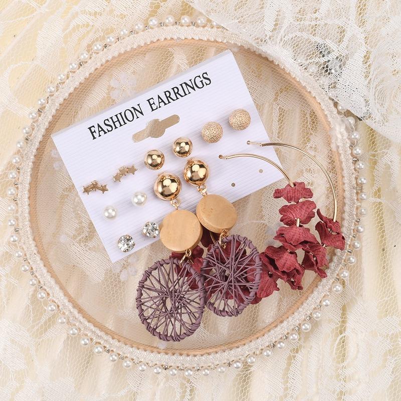 Dangle Earrings European And American Circle Wooden Dreamcatcher XINGX Earings Set Dignified Flowers Ear Ring 7-piece
Dangle Earrings European And American Circle Wooden Dreamcatcher XINGX Earings Set Dignified Flowers Ear Ring 7-piece