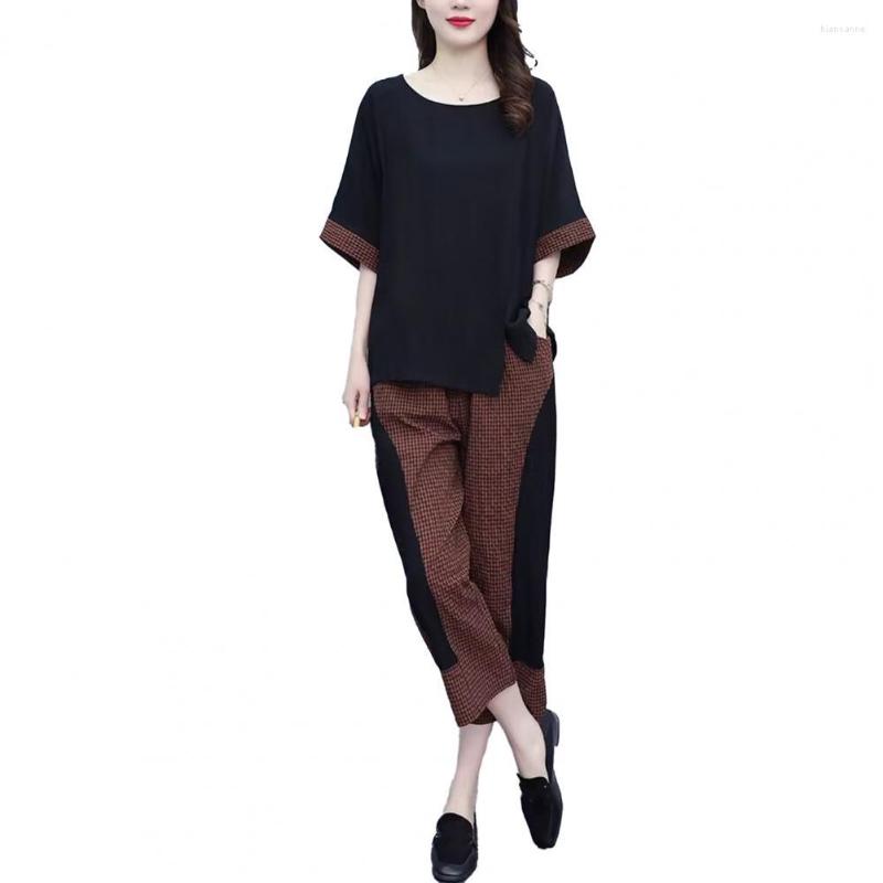Women's Two Piece Pants 2 Pcs/Set Chic Women Summer Tracksuit Round Neck Loose Top Trousers Suit Cropped Lady Outfit, Black
Women's Two Piece Pants 2 Pcs/Set Chic Women Summer Tracksuit Round Neck Loose Top Trousers Suit Cropped Lady Outfit, Black