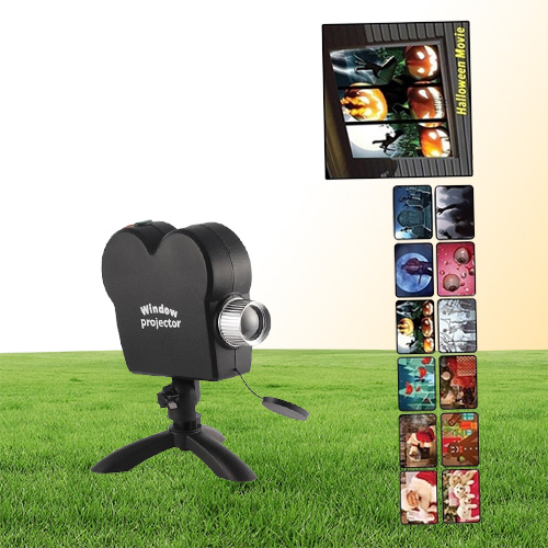 Holographic 12 Movies Halloween Party Christmas Santa Claus Projection Lamp Window Movie Projector Y2010156983605