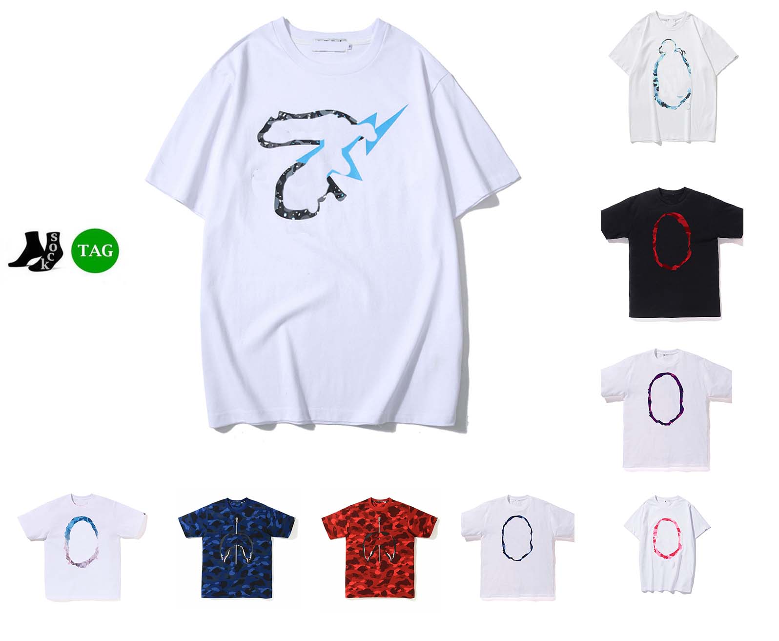 Designer Mens T-Shirts Tees Side Double Sided Camouflage Shark Tshirts Clothes Graphic Colorful Cashew Lightning Luminous, 44
Designer Mens T-Shirts Tees Side Double Sided Camouflage Shark Tshirts Clothes Graphic Colorful Cashew Lightning Luminous, 44