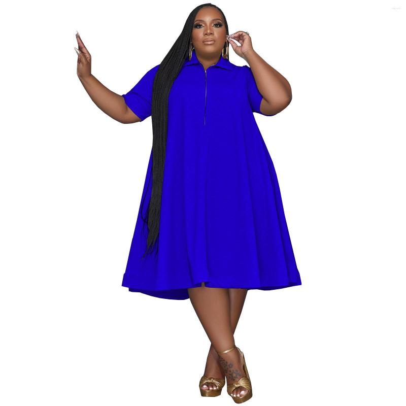 Casual Dresses 2023 Women Solid Color Shirt Collar Zipper Short Sleevezipper Dress Large Swing Mid Long, Blue
Casual Dresses 2023 Women Solid Color Shirt Collar Zipper Short Sleevezipper Dress Large Swing Mid Long, Blue