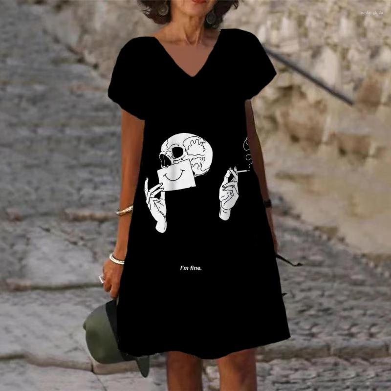 Casual Dresses Size 5Xl Knee Length Dress Women Summer Gothic Skull Print Punk Style Loose V Neck Short Sleeve Vestidos, Blz3bj1701
Casual Dresses Size 5Xl Knee Length Dress Women Summer Gothic Skull Print Punk Style Loose V Neck Short Sleeve Vestidos, Blz3bj1701