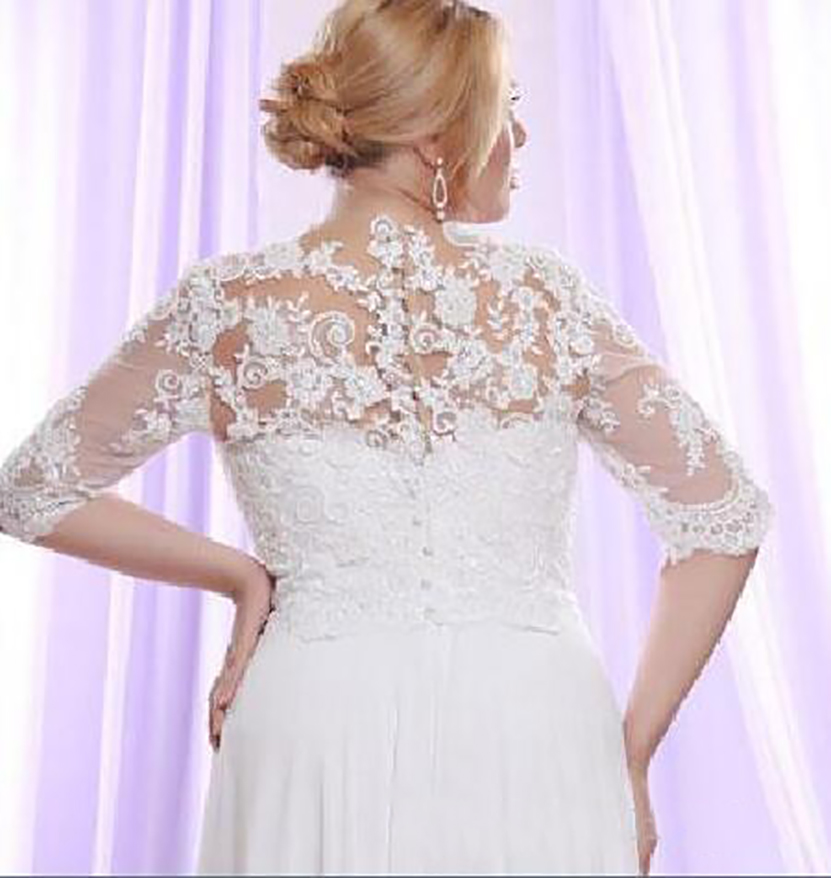 Plus Size Beach Wedding Dresses 2023 Hot Selling New Custom Floor Length Half Sleeve Chiffon Lace Modest Bridal Gowns Vestidos de Novia W601