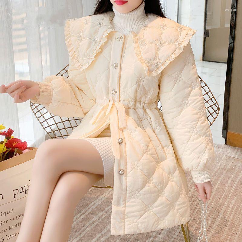 Women' Trench Coats Korean Thickening Waist Cotton Cushion Coat Fashion Sweet Lace Doll Collar Tied Female 2023 Winter For Women, Beige
Women' Trench Coats Korean Thickening Waist Cotton Cushion Coat Fashion Sweet Lace Doll Collar Tied Female 2023 Winter For Women, Beige