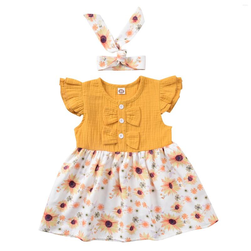 Girl Dresses 0-12m Born Dress Summer Baby Girls Bowknot Floral Print Ruffles Sleeve Patchwork Length A-line Sundress Headbands, Yellow
Girl Dresses 0-12m Born Dress Summer Baby Girls Bowknot Floral Print Ruffles Sleeve Patchwork Length A-line Sundress Headbands, Yellow