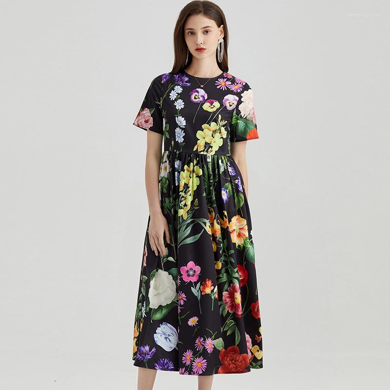 Party Dresses Summer Short Sleeve Floral Women' Dress Clothes Runway O-Neck Flower Printed High Waist A-Line Pleated Vestidos, Picture color
Party Dresses Summer Short Sleeve Floral Women' Dress Clothes Runway O-Neck Flower Printed High Waist A-Line Pleated Vestidos, Picture color