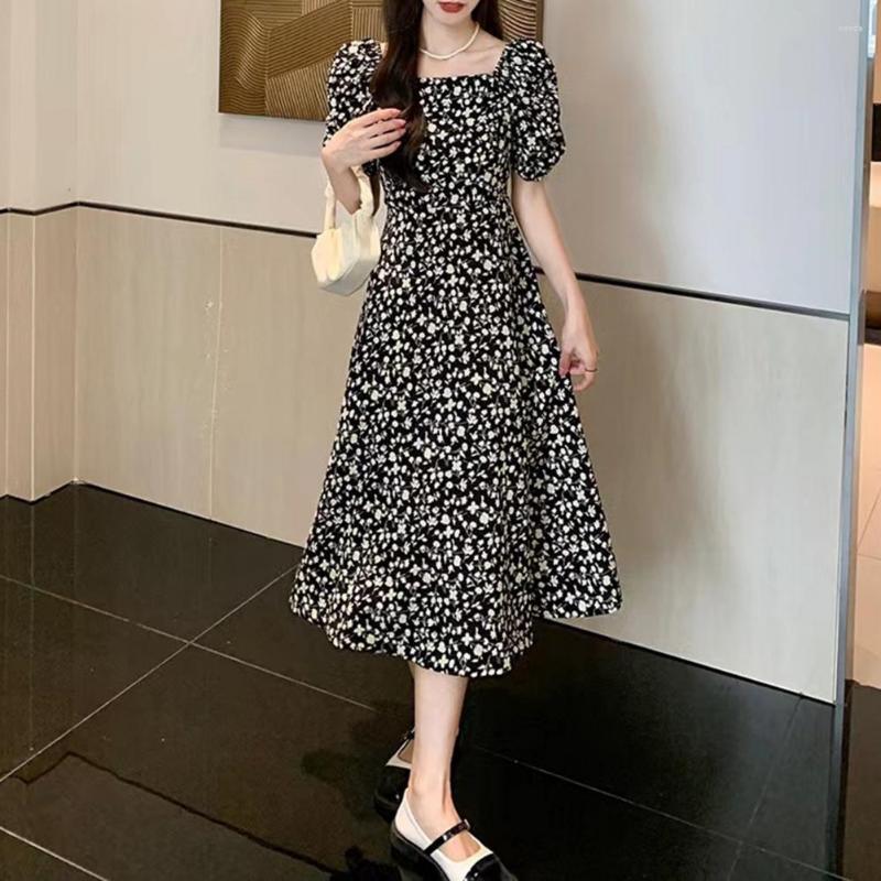 Casual Dresses Women Summer Dress Bubble Sleeves Square Neck Mid-calf Length Loose Hem Side Split Contrast Color Flower Lade Dating, Black
Casual Dresses Women Summer Dress Bubble Sleeves Square Neck Mid-calf Length Loose Hem Side Split Contrast Color Flower Lade Dating, Black