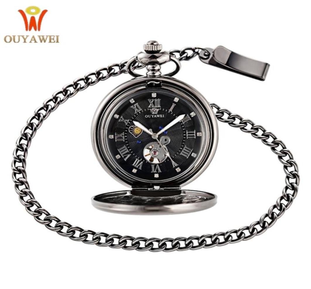 OUYAWEI Vintage Pocket Watch Black Case Hollow Dial Moon Phase Function Hand Wind Mechanical Fob Watch T2005026545897, Silver
OUYAWEI Vintage Pocket Watch Black Case Hollow Dial Moon Phase Function Hand Wind Mechanical Fob Watch T2005026545897, Silver