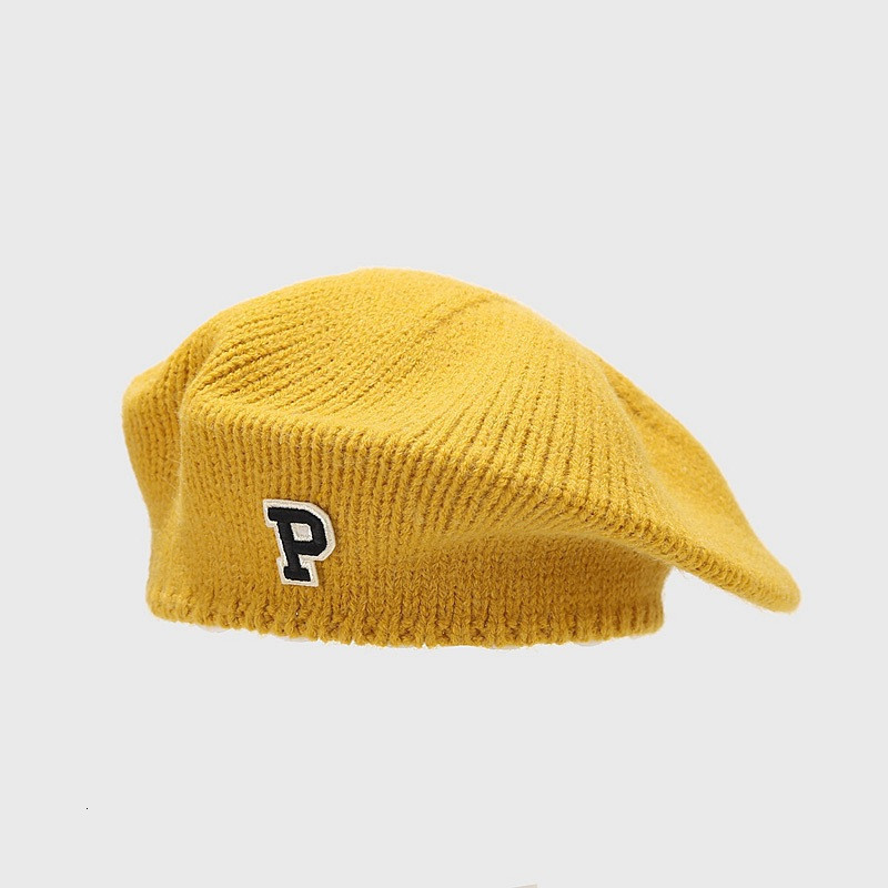 Berets Autumn Winter Acrylic Letter P Beret Painter Hat Octagonal Cap for Women and Girl 24 230629