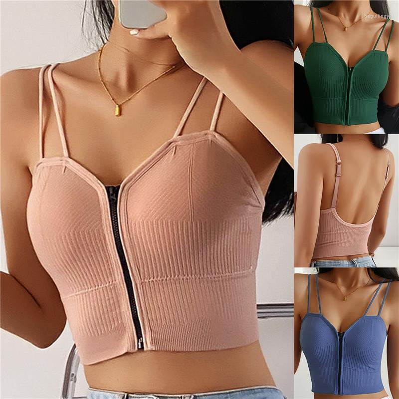 Women's Tanks Crop Top Women Front Zip Wireless Bra Yoga Sports Padded Camisole U Shape Breathing Ribbed Knitted Beauty Back, Black2
Women's Tanks Crop Top Women Front Zip Wireless Bra Yoga Sports Padded Camisole U Shape Breathing Ribbed Knitted Beauty Back, Black2