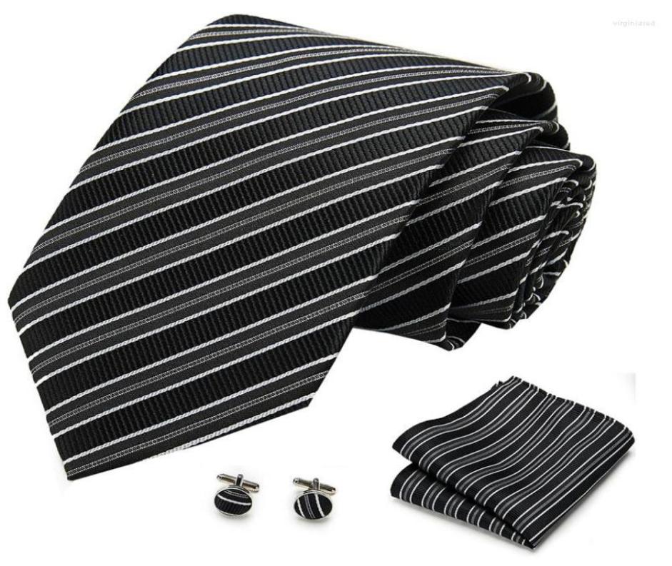 Bow Ties Necktie Set Grey Printed Tie For Wedding Business Hanky Cufflinks7530725
