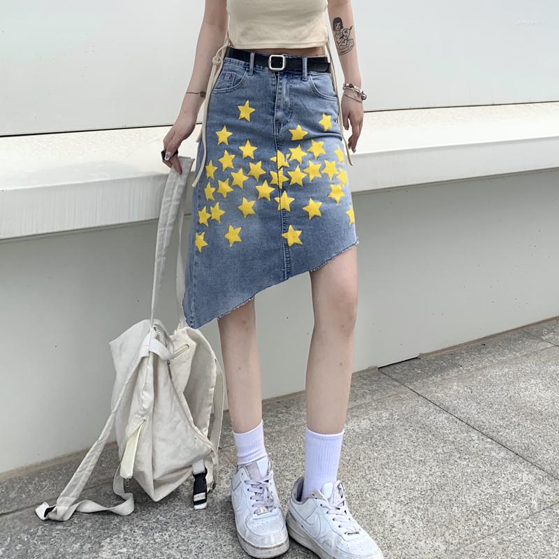Skirts 2023 Summer Denim Star Print Demin Skirt Women Fashion Irregular A-line Jean Female Y2k High Waist Faldas Mujer, Blue
Skirts 2023 Summer Denim Star Print Demin Skirt Women Fashion Irregular A-line Jean Female Y2k High Waist Faldas Mujer, Blue