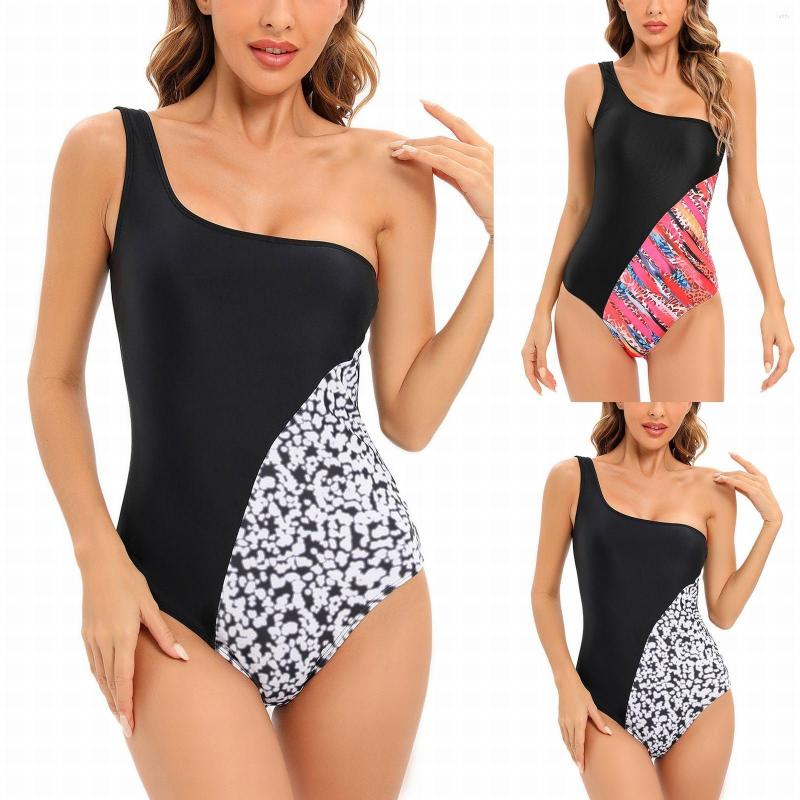 Women' Swimwear Printed Patchwork Piece Swimsuit Sexy One Shoulder Tight Briefs, Black
Women' Swimwear Printed Patchwork Piece Swimsuit Sexy One Shoulder Tight Briefs, Black