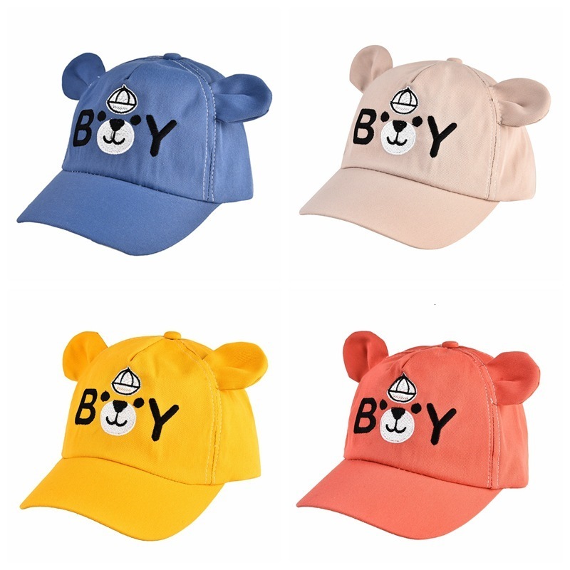 Caps Hats Summer Baby Baseball Hat Cartoon Bear Boy Girl Peaked Cap with Ears Solid Color Letter Kids Sun Gorras 230628
Caps Hats Summer Baby Baseball Hat Cartoon Bear Boy Girl Peaked Cap with Ears Solid Color Letter Kids Sun Gorras 230628