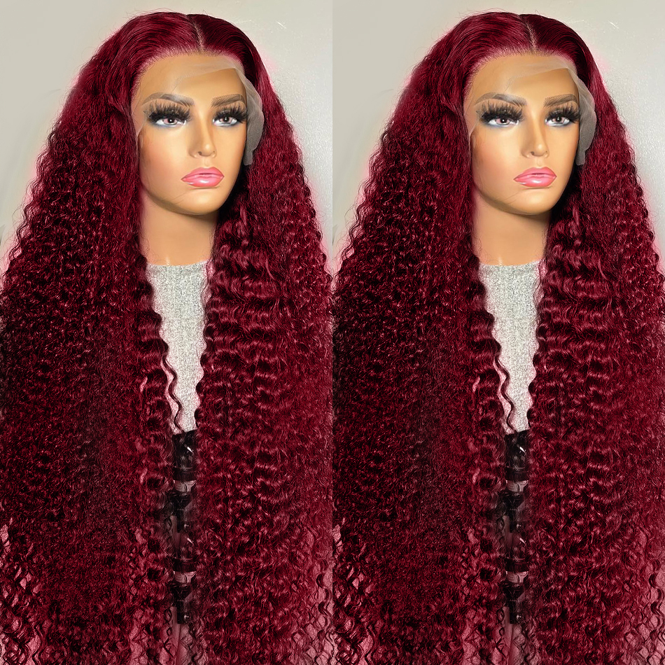 13x4 Deep Curly Lace Frontal Wig Transparent 99J Burgundy T Part Lace Front Wigs Red Colored HD Deep Wave Human Hair Wigs
13x4 Deep Curly Lace Frontal Wig Transparent 99J Burgundy T Part Lace Front Wigs Red Colored HD Deep Wave Human Hair Wigs