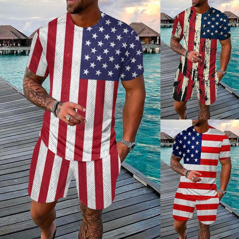 Men's Tracksuits Casual Sports Summer Independence Day Flag Short Sleeved Set 2 Piece Suit T Shirt And Shorts, Blue
Men's Tracksuits Casual Sports Summer Independence Day Flag Short Sleeved Set 2 Piece Suit T Shirt And Shorts, Blue