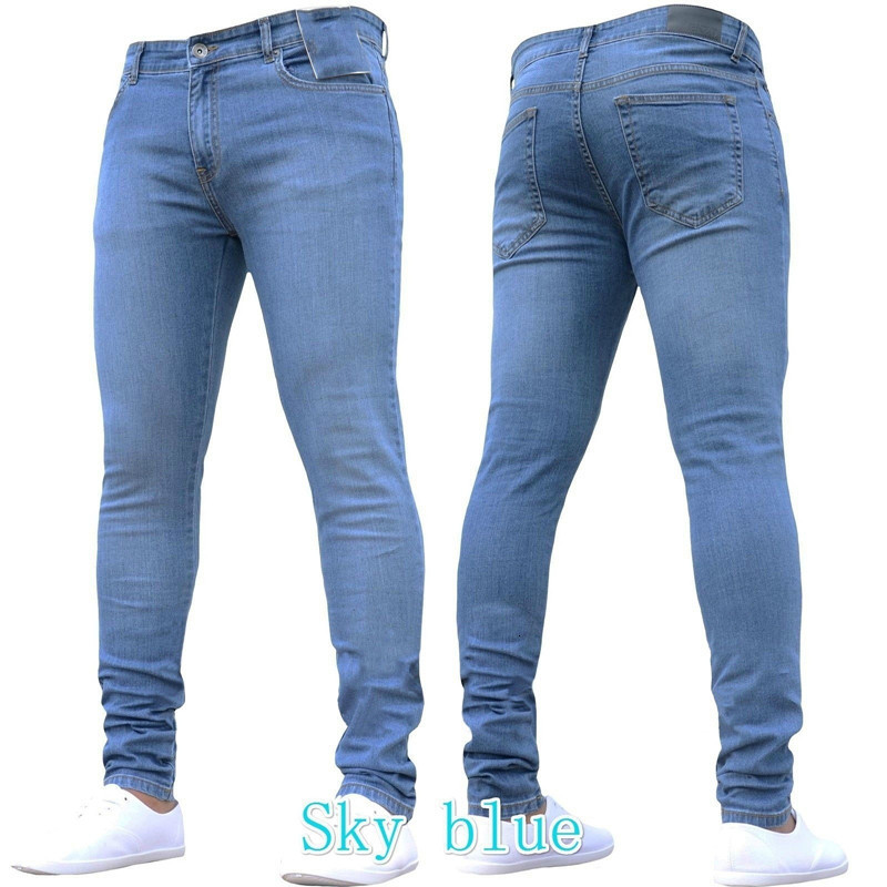Men s Jeans Solid Color Denim Cotton Retro Washed Hip hop Pencil Pants Work Plus Size Skinny Stretch 230629