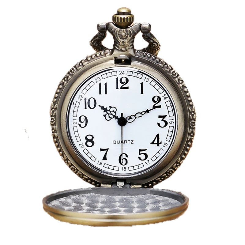 Bronze Small Animal Epoxy Cartoon Owl Painting Pocket Watch Quartz Clock Necklace Chain Relogio De Bolso Gifts for Men Women