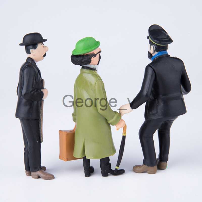 Minifig 6pcs 49cm Anime Cartoon The Adventures of Tin Dupont PVC Action Figures Classic Comic Tin Milou Model Toys Gift For Kids J230629