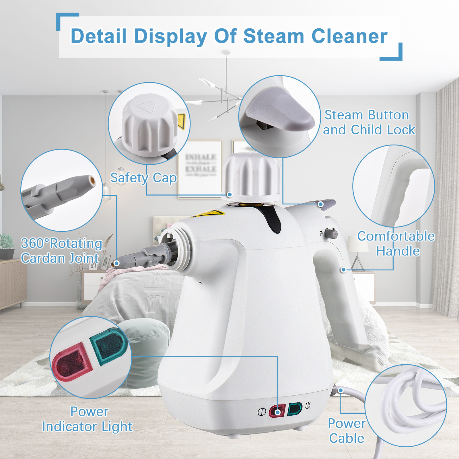 Steam Cleaners Mops Accessories 1000W Home Appliance Cleaner High Temperature Pressurized Cleaning Machine for Air Conditioning Hood Car 230628 - view 4