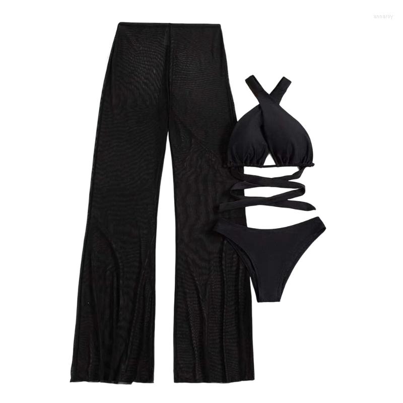 Women's Swimwear Women 3Piece Swimsuit Halter Cutout Bikini Set Bathing Suit With Cover Up Pants, Black
Women's Swimwear Women 3Piece Swimsuit Halter Cutout Bikini Set Bathing Suit With Cover Up Pants, Black