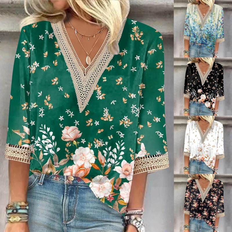 Women's T Shirts Blouse Casual Loose 3/4 Sleeve Lace Trims Print V Neck Tops T-shirts Aesthetic For Women Camisetas, Blue
Women's T Shirts Blouse Casual Loose 3/4 Sleeve Lace Trims Print V Neck Tops T-shirts Aesthetic For Women Camisetas, Blue