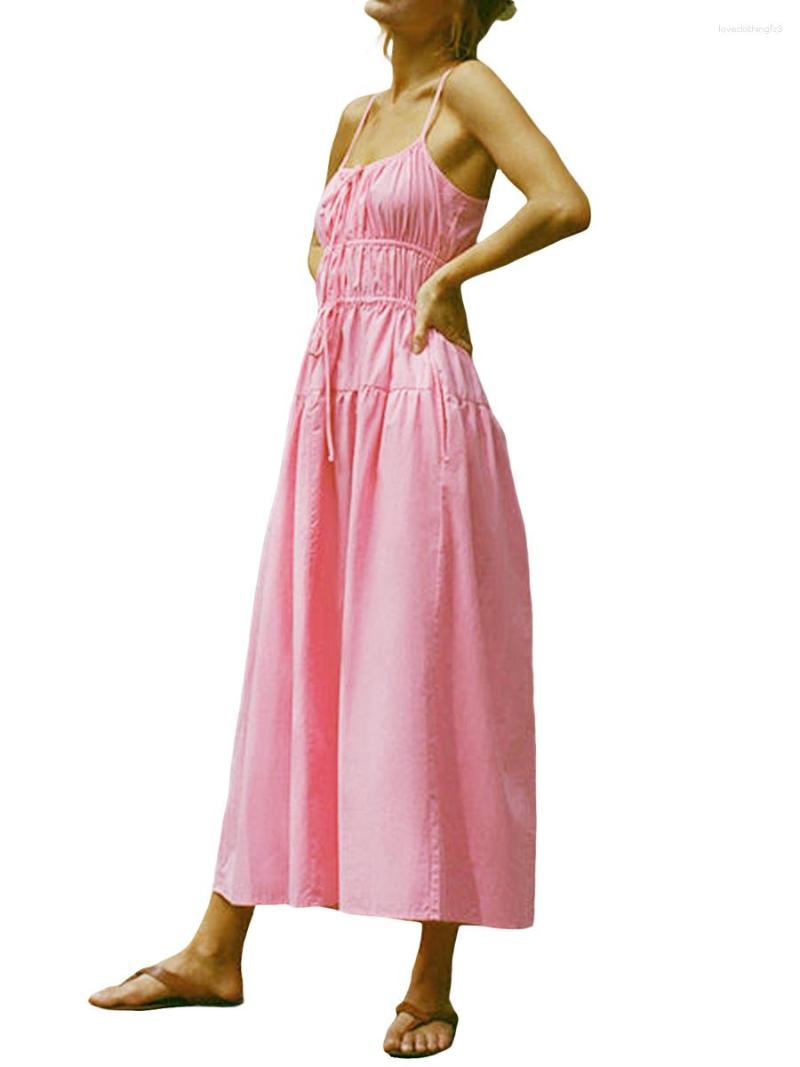 Casual Dresses Solid Color Dress Summer Sleeveless Ruched Women Long Y2K Pleated A Line Brand Design Aesthetic Clothes, Pink
Casual Dresses Solid Color Dress Summer Sleeveless Ruched Women Long Y2K Pleated A Line Brand Design Aesthetic Clothes, Pink