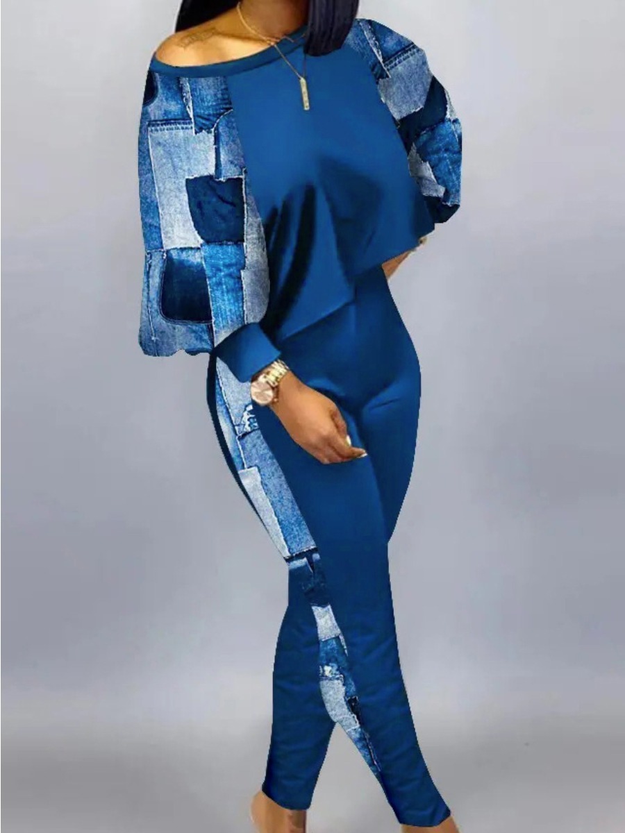 Women s Tracksuits LW Patchwork Two Pieces Color Block Matching Sets Lantern Sleeve Crop Top Tshirt Casual Trousers Pants Suits 230629, Blue
Women s Tracksuits LW Patchwork Two Pieces Color Block Matching Sets Lantern Sleeve Crop Top Tshirt Casual Trousers Pants Suits 230629, Blue