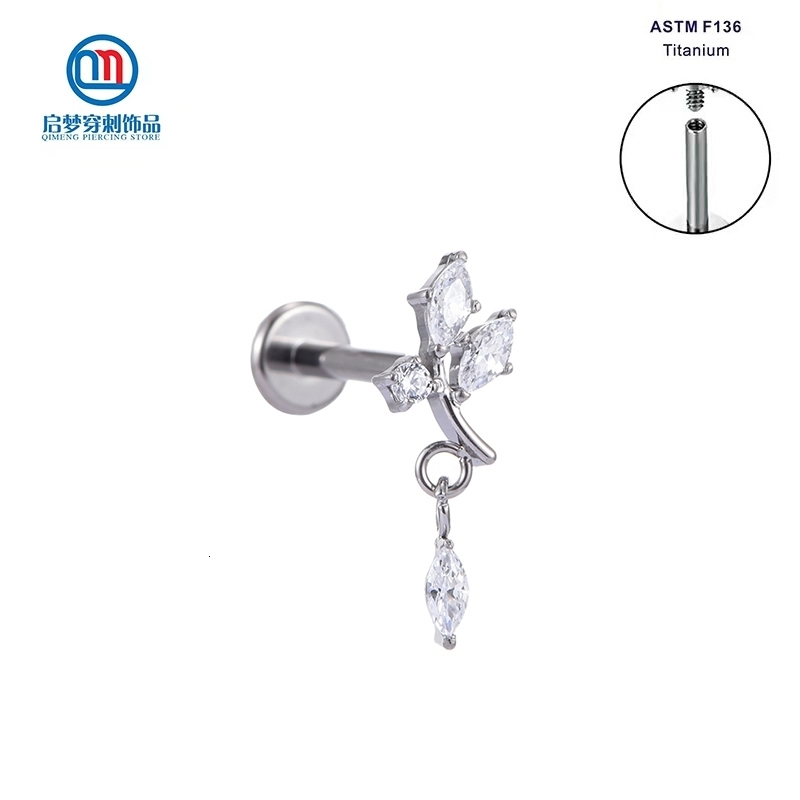 Navel Bell Button Rings 16G High Polish ASTM 36 Leaf Shape Dangle Labret Stud Daith Earring Cartilage Helix Piercing Jewelry 230628