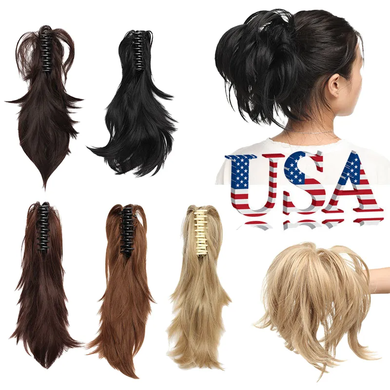 12quot Hair Piece Claw On Ponytail Synthetic Hair Clip In Hair Extensions Hairpiece Pony Tail Bendable For Women