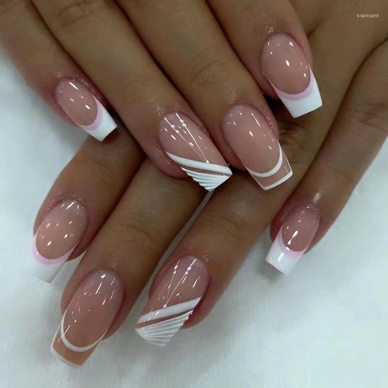 False Nails 24Pcs Short Square Simple French Fake Press On Full Cover Nail Tips Detachable DIY Manicure, 108
False Nails 24Pcs Short Square Simple French Fake Press On Full Cover Nail Tips Detachable DIY Manicure, 108