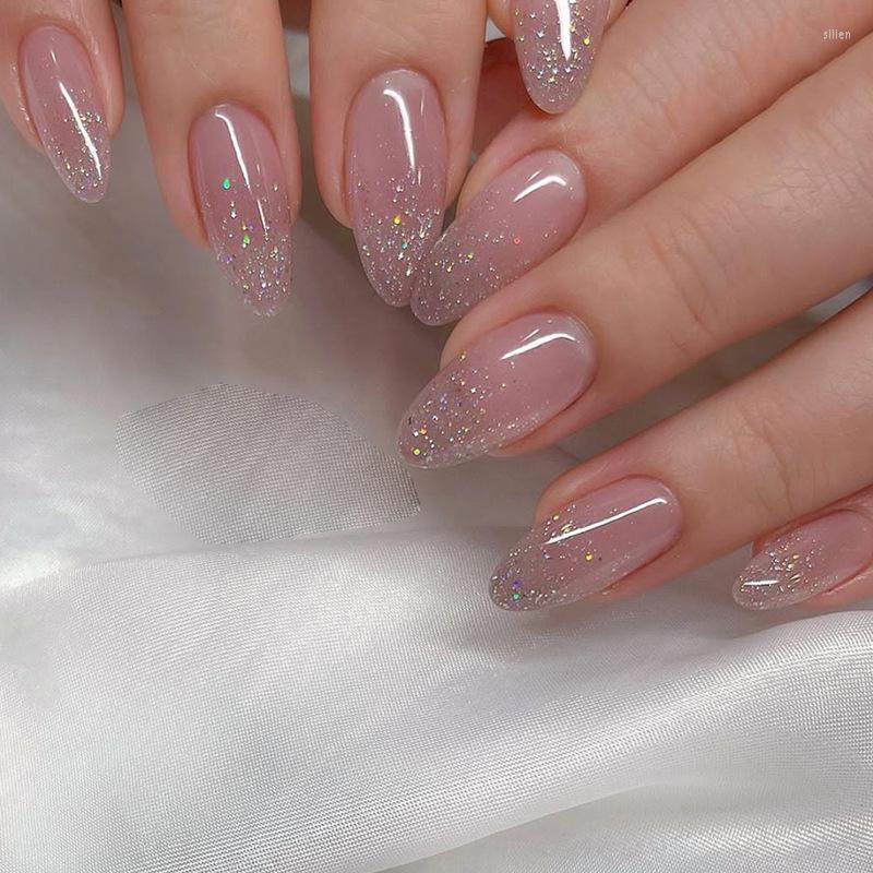 False Nails 24pcs French Glitter Pink Fake Almond With Glue Manicure Press On Short Set Sequin Cute Nail Art Acrylic Full Cover Tips, Only fake nails
False Nails 24pcs French Glitter Pink Fake Almond With Glue Manicure Press On Short Set Sequin Cute Nail Art Acrylic Full Cover Tips, Only fake nails