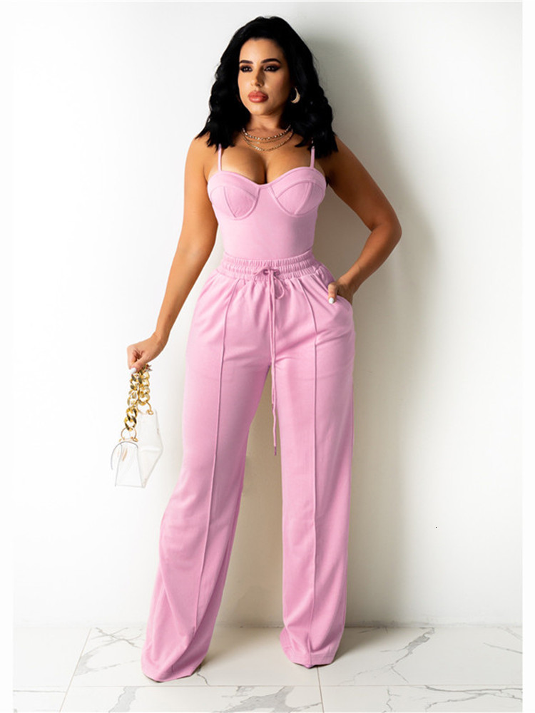 Women's Tracksuits hirigin Sexy Casual 2 Piece Set Women Workwear Sleeveless Crop Tops High Waist Wide Leg Pants Suit Office Lady Party ClubOutfi
