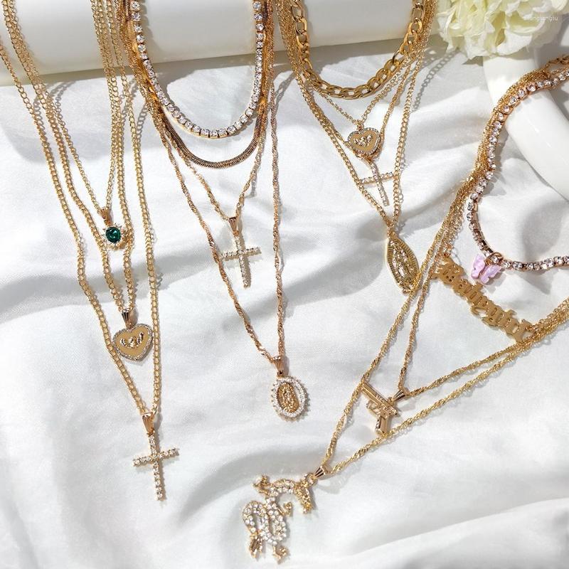 Chains Flatfoosie Punk Crystal Cross Portrait Coin Pendants Necklace For Women Multi-layer Golden Dragon Animal Choker Jewelry
Chains Flatfoosie Punk Crystal Cross Portrait Coin Pendants Necklace For Women Multi-layer Golden Dragon Animal Choker Jewelry