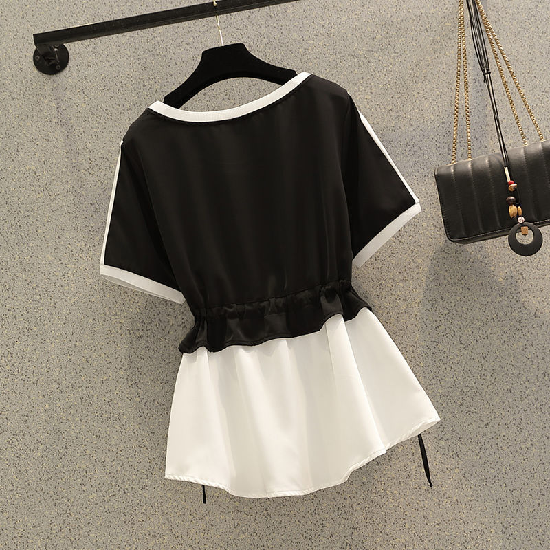 Women s Tracksuits 2023 Summer Elegant Pants Set Fashion Stitching Chiffon Shirt Wide Leg Two piece Female Blazer Blouse 230629