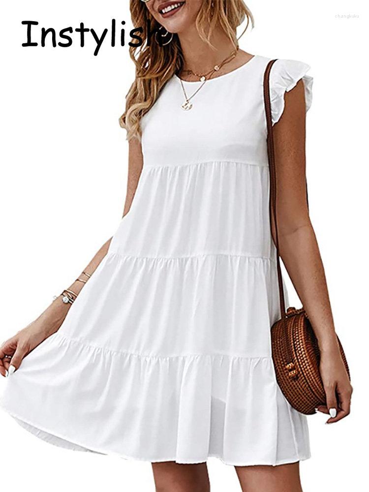 Casual Dresses Women Elegant Ruffle Mini Dress Solid O Neck Beach Party Sundress Simple Chic Loose Short Vintage Harajuku Vestido, White
Casual Dresses Women Elegant Ruffle Mini Dress Solid O Neck Beach Party Sundress Simple Chic Loose Short Vintage Harajuku Vestido, White