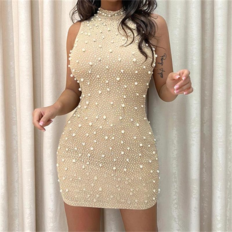 Casual Dresses Hirigin Pearl Beads Rhinestone Bodycon Dress 2023 Summer Sexy Women' Sleeveless Mock Neck Mini Night Street Clubwear, Beige
Casual Dresses Hirigin Pearl Beads Rhinestone Bodycon Dress 2023 Summer Sexy Women' Sleeveless Mock Neck Mini Night Street Clubwear, Beige