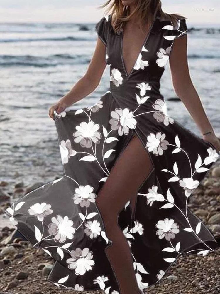 Casual Dresses Sexy Deep V-neck High Split Long Dress Elegant Floral Pattern Print Summer Women Short Sleeve Bodycon Vestido, 04 print
Casual Dresses Sexy Deep V-neck High Split Long Dress Elegant Floral Pattern Print Summer Women Short Sleeve Bodycon Vestido, 04 print