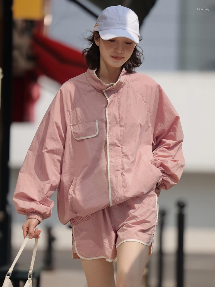 Women's Tracksuits Casual Sunscreen Suit Female 2023 Summer Loose Stand Collar Long Sleeve Thin Coat Shorts Two Piece Sets Women Run, Pink suit
Women's Tracksuits Casual Sunscreen Suit Female 2023 Summer Loose Stand Collar Long Sleeve Thin Coat Shorts Two Piece Sets Women Run, Pink suit