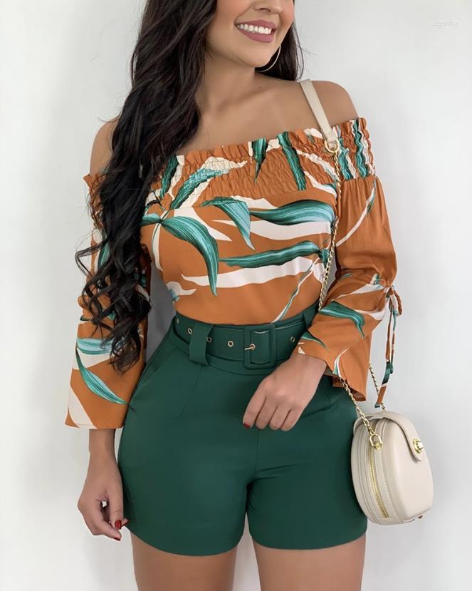 Women' Tracksuits Two Piece Sets Womens Outifits 2023 Fashion Tropical Print Shirred Off Shoulder Long Sleeve Top & Casual Vacation
Women' Tracksuits Two Piece Sets Womens Outifits 2023 Fashion Tropical Print Shirred Off Shoulder Long Sleeve Top & Casual Vacation