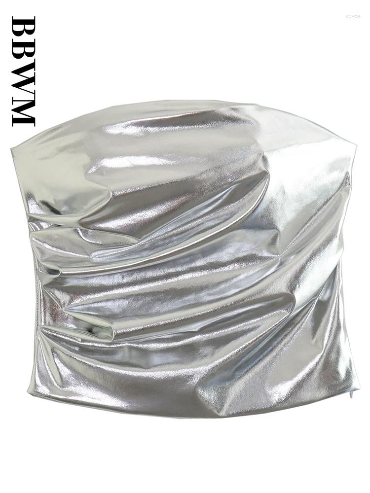 Women's Tanks Silver Crop Top Woman Off Shoulder Design Tube Tops 2023 Sexy Vintage Backless Women Folds Summer Chic Female
Women's Tanks Silver Crop Top Woman Off Shoulder Design Tube Tops 2023 Sexy Vintage Backless Women Folds Summer Chic Female