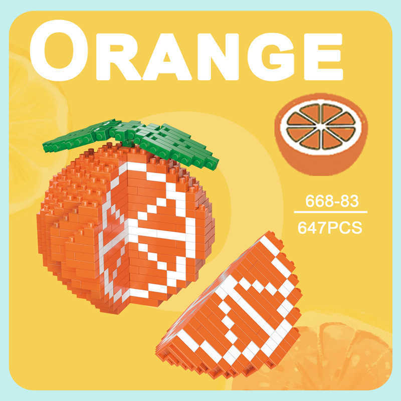 Free shipping Fruit Mini Building Blocks Apple Orange Avocado Lemon Model Miniature Particle Assembly Decoration Children's Toy Gift
