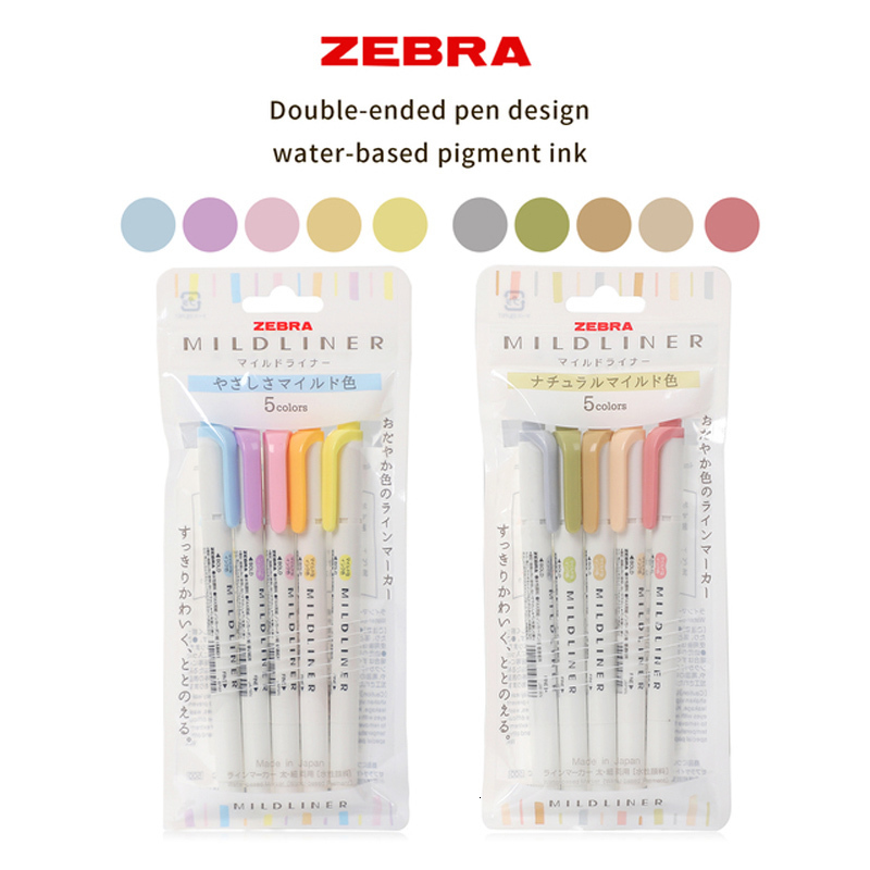 Markers Japanese Zebra Mildliner 35 Gentle Pastel Colors Mild Line Marker Highlighter For Office Study Notes Draw illustration Marking 230630
