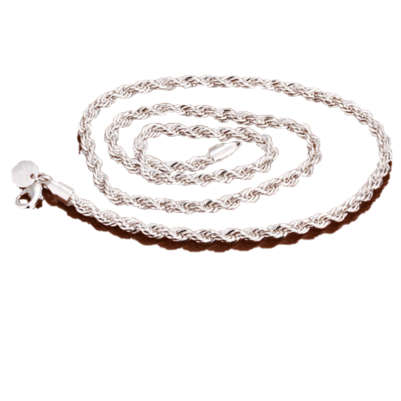 Top Plated sterling silver necklace 4MM men ed Rope chains 16 18 20 22 24 inches DHSN067 925 silver plate Necklaces jewel