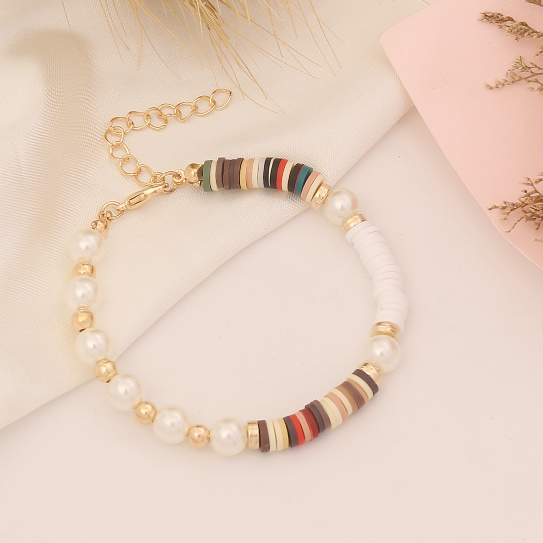 Bohemian Style Colorful Polymer Clay Beads Strands Bracelet Men Women Jewelry