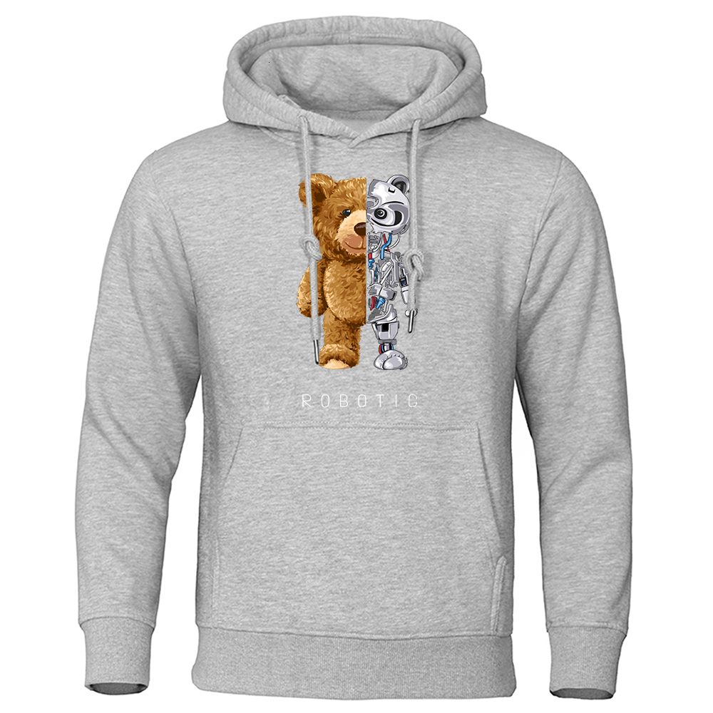 Men's Hoodies Sweatshirts Funny Teddy Bear Robot Hoodie Robotic Clothing Casual Hooded Men Fashion Fleece Oversized Loose Streetwear 230630