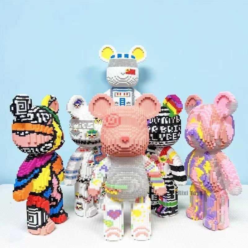 Free shipping Half Anatomy Bear Building Blocks Cartoon Colour With Drawer Model Creative Micro Dia Toys For Children Gifts
