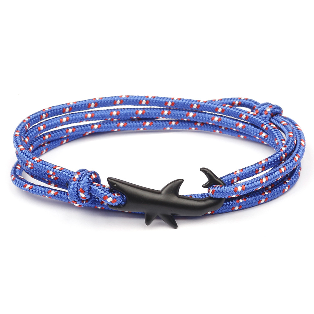 Popular Design 75 CM Layered Black Plated Shark Charm Bracelet for Gift